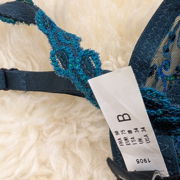 CHANTELLE * Vendôme* DEMI BRA  -STYLE 1905- EMERALD GREEN AND EMBROIDERED LACE - Picture 8 of 8